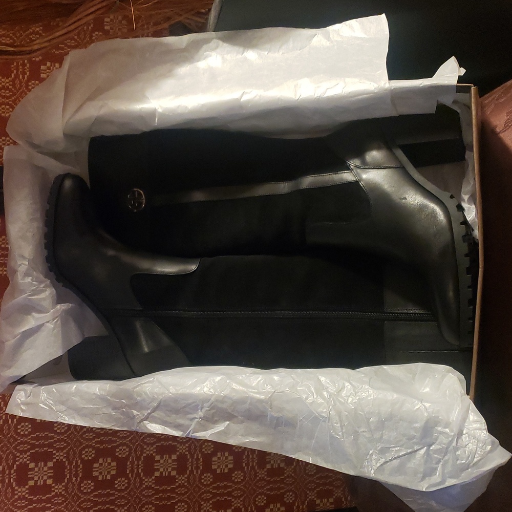 Giani Bernini Kaidyn Black Leather & Suede Knee High Riding Boots Size 10 NIB - Picture 5 of 5